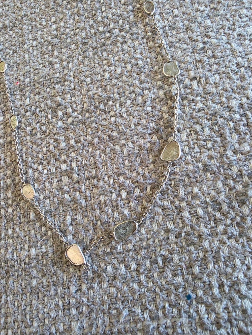 Sterling Silver adjustable Necklace with 14 Polki Diamonds .